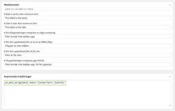 Contact Form 7 - Avancerade inställningar med händelsespårningskod